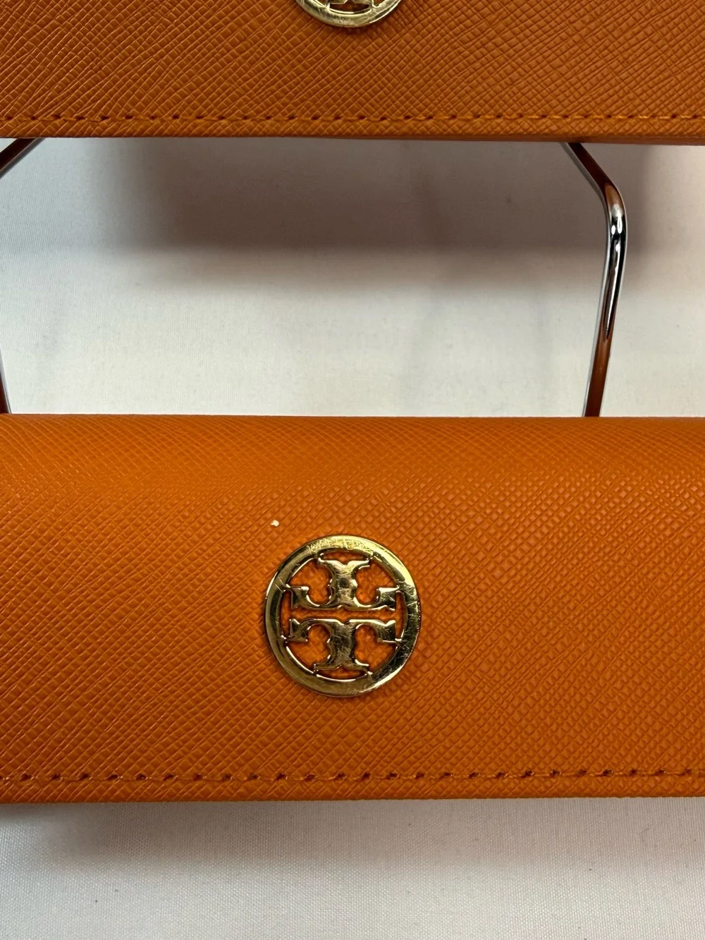 Tory Burch Orange Sunglasses Case Duo with Gold Logo